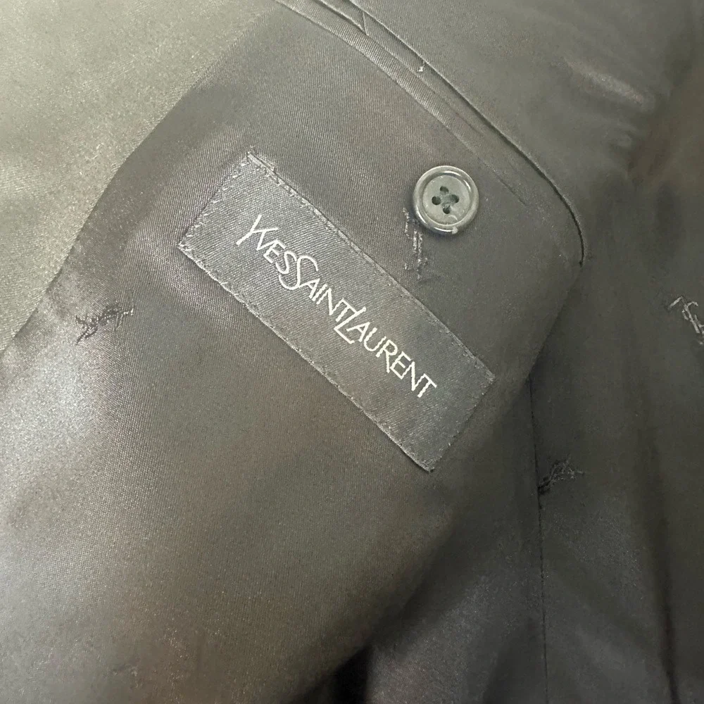 Yves Saint‎ Laurent Worsted Wool Blazer Sport Coat Mens 42R Black Union Made CA